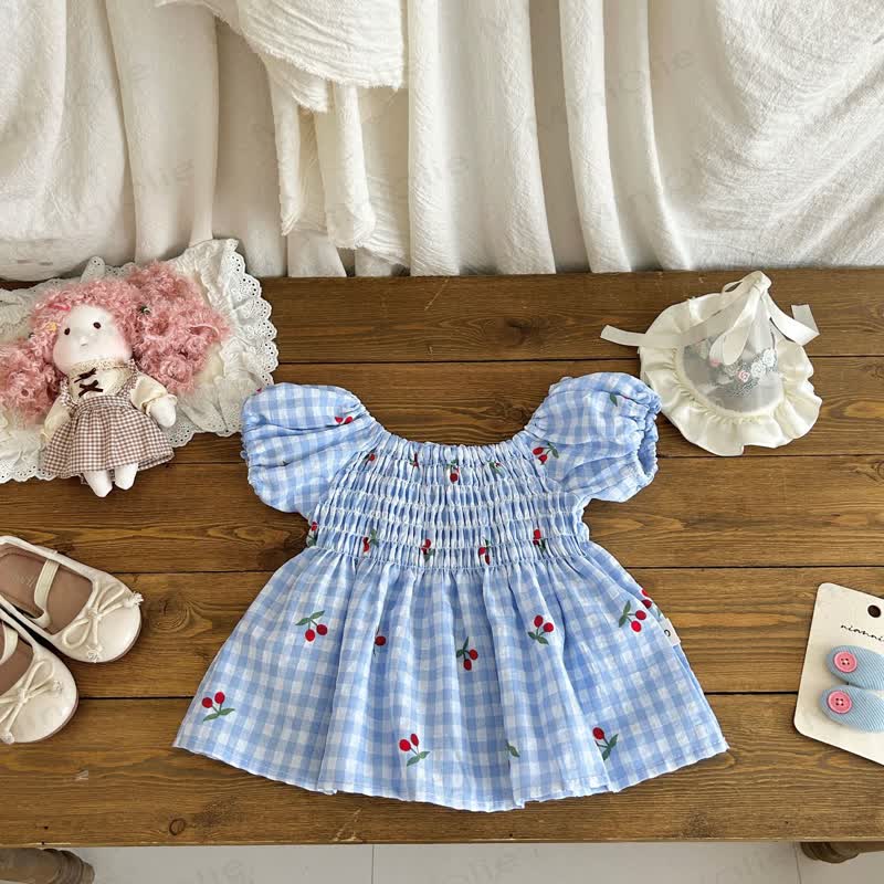 Baby Cherry Gingham Short-Sleeve Set - image 2