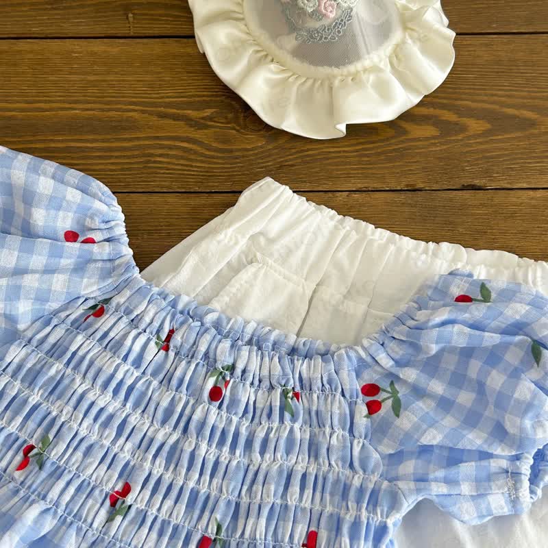 Baby Cherry Gingham Short-Sleeve Set - image 3