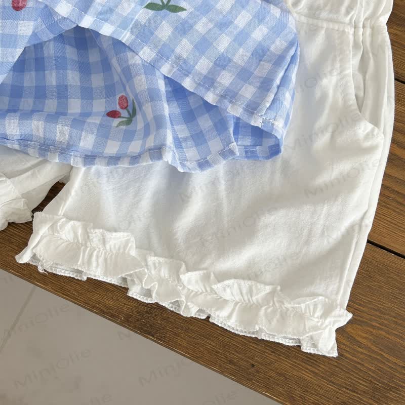 Baby Cherry Gingham Short-Sleeve Set - image 4