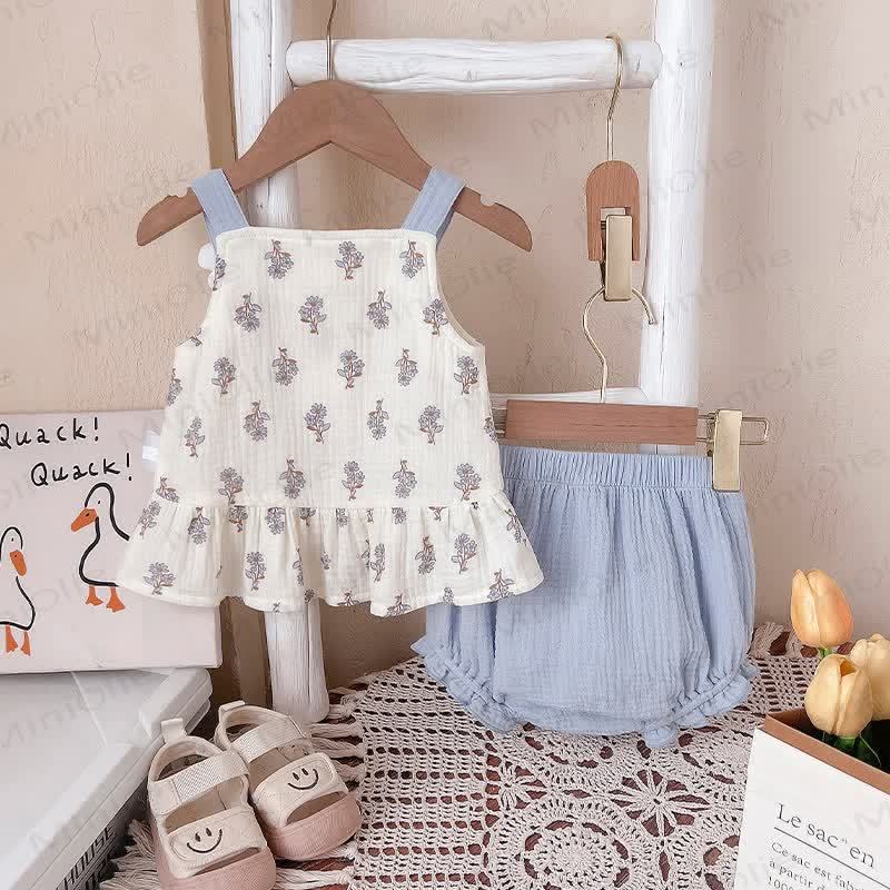 Baby Floral Blue Sleeveless Set - image 2