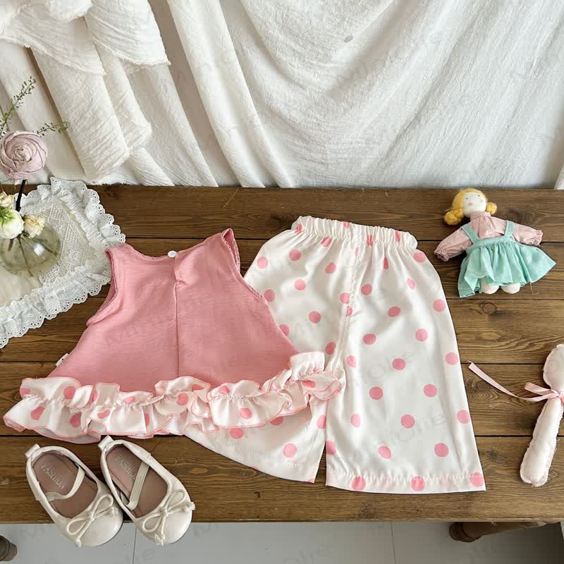 Toddler Girl Mushroom Dot Sleeveless Set - image 4