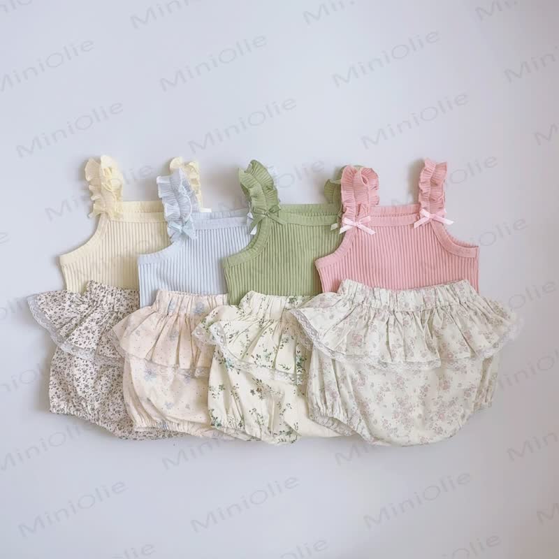 Baby Knit Floral Bowknot Sleeveless Set - image 1