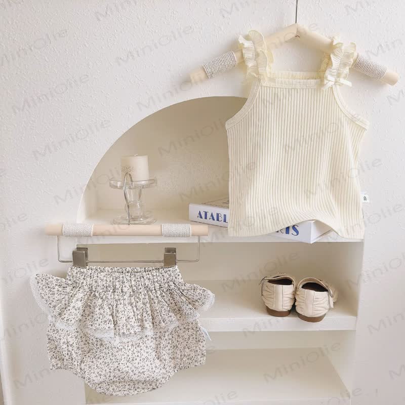 Baby Knit Floral Bowknot Sleeveless Set - White - 2-3T - image 4