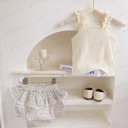 Baby Knit Floral Bowknot Sleeveless Set - White - 2-3T - image 4