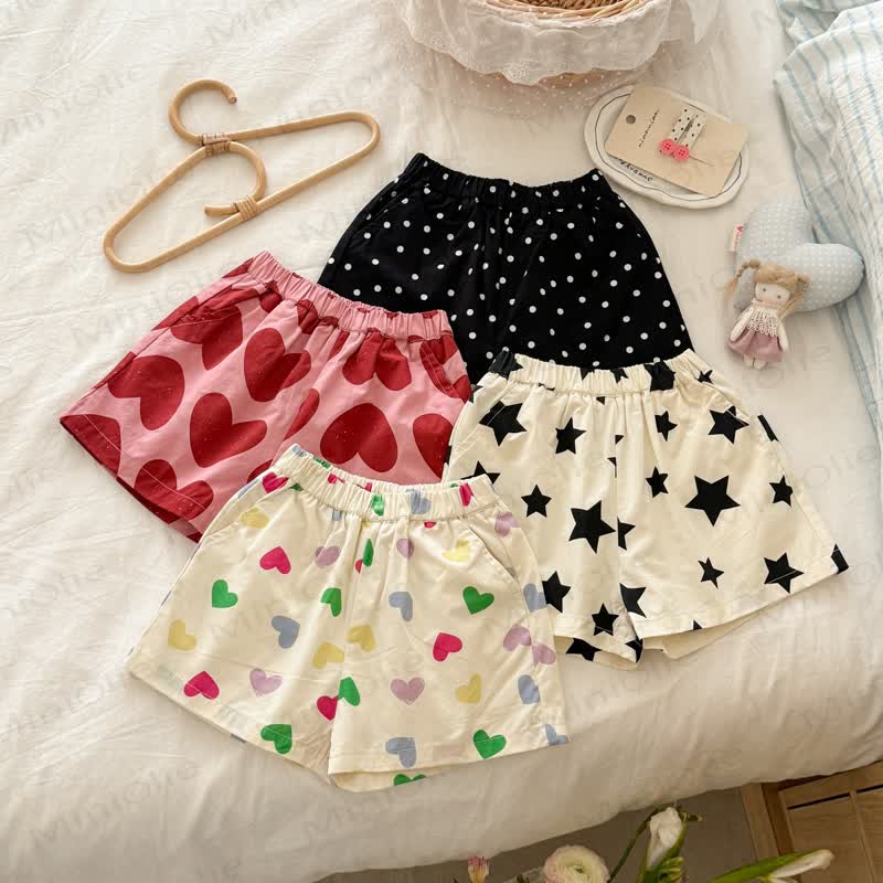 Toddler Girls Cotton Polka Dot Lounge Shorts or Lace Socks - image 1