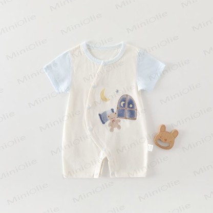 Baby Cotton Animal Print Short Sleeves Romper - Blue Moon Bear - 18-24M - image 10