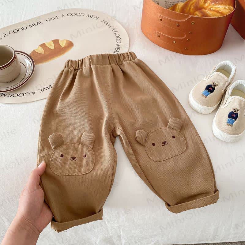 Baby Toddler Cotton Bear Embroidery Pants - Khaki - 4-5T - image 3