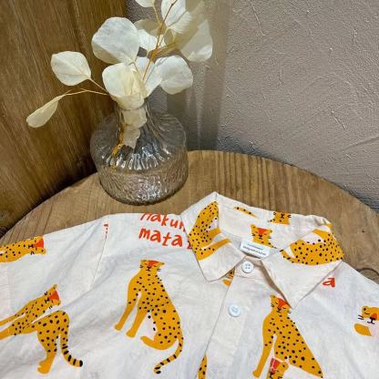 Toddler Cotton Leopard Print Shirt and Shorts 2-piece Set - image 5