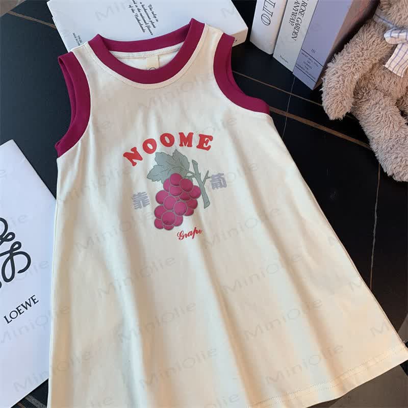 NOOME Toddler Girl Fruit Print Sleeveless Dress - Beige - 8-9T - image 5