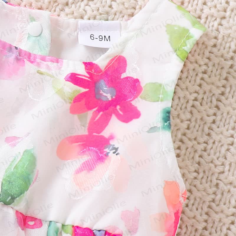 Baby Girl Pink Floral Dress with Hat - image 4