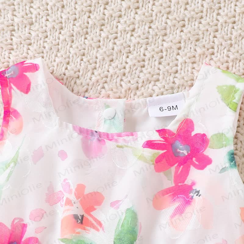 Baby Girl Pink Floral Dress with Hat - image 3