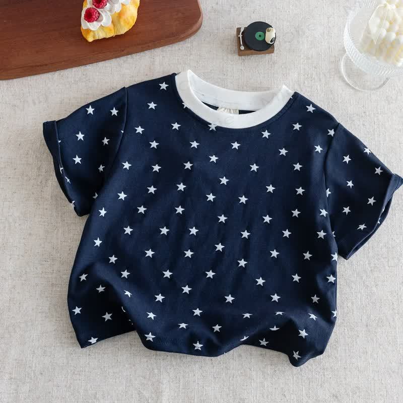 Toddler Baby Star Print Casual T-Shirt - Navy - 6-7T - image 3
