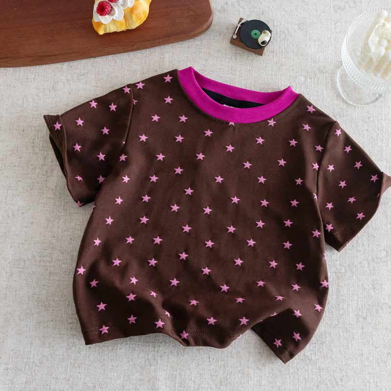 Toddler Baby Star Print Casual T-Shirt - Brown - 6-7T - image 4