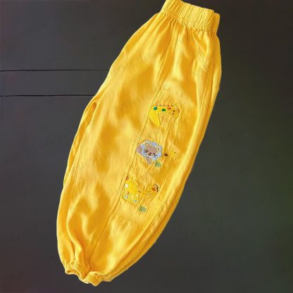 Toddler Cartoon Animal Embroidered Pants - Yellow - 6-7T - image 3