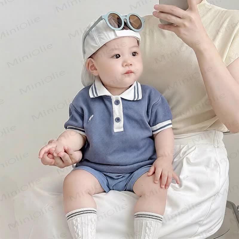 Baby Boys Classic Polo Shirt and Shorts 2-piece Set - Blue - 3-4T - image 2