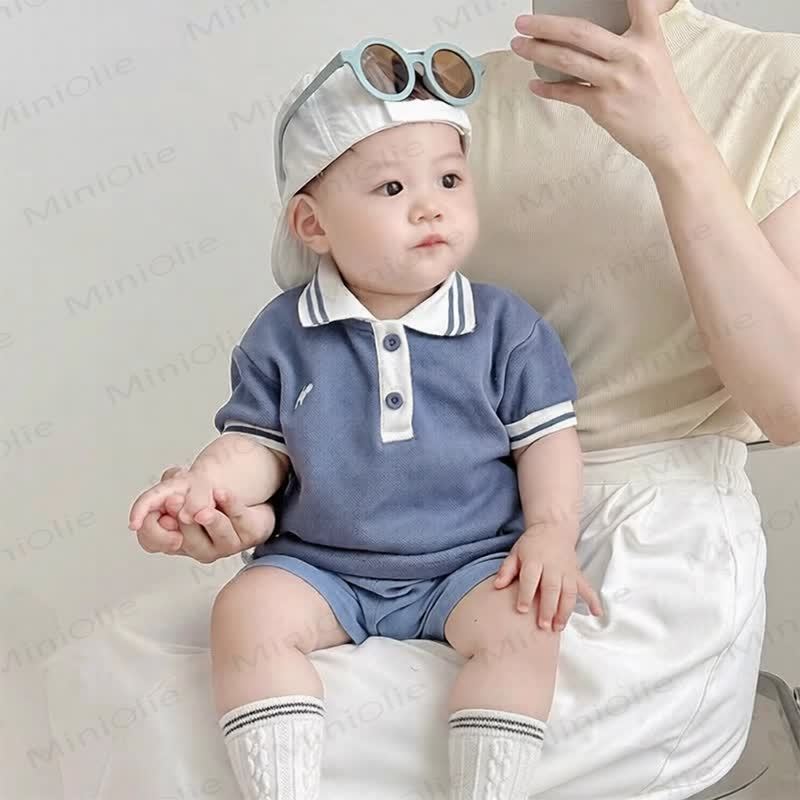 Baby Boys Classic Polo Shirt and Shorts 2-piece Set - Blue - 3-4T - image 2