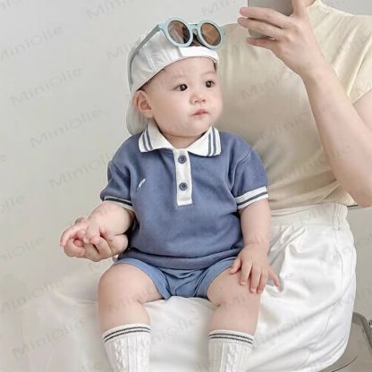 Baby Boys Classic Polo Shirt and Shorts 2-piece Set - Blue - 3-4T - image 2