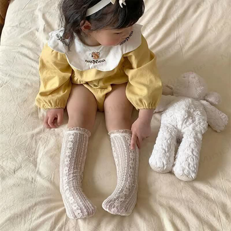 Toddler Girls Cotton Polka Dot Lounge Shorts or Lace Socks - White - 8-9T - image 6