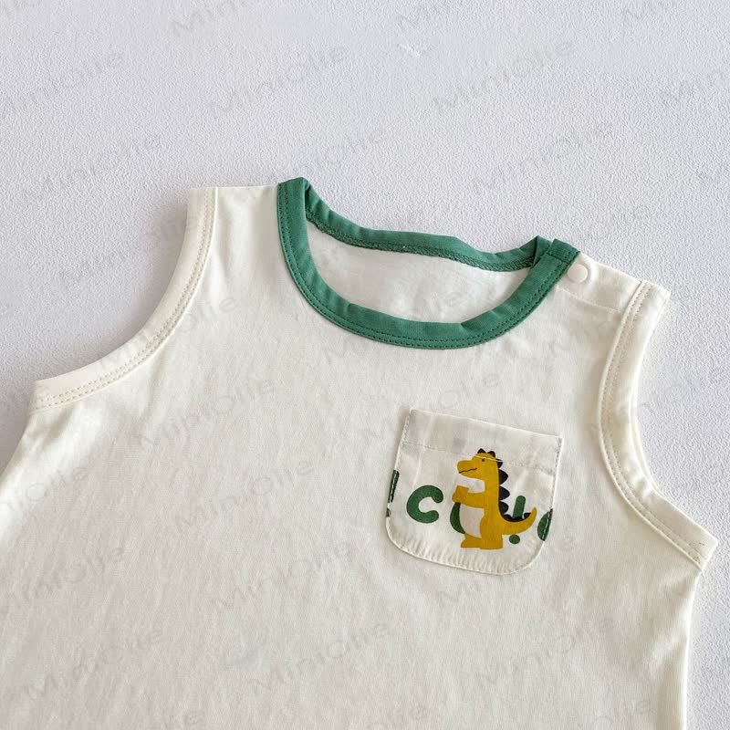 Toddler Cotton Dinosaur Print Tank Top or Suspender Shorts  - image 4