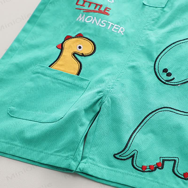 Baby Boys Dinosaur Print Tee and Suspender Shorts 2-piece Overalls Set - image 10