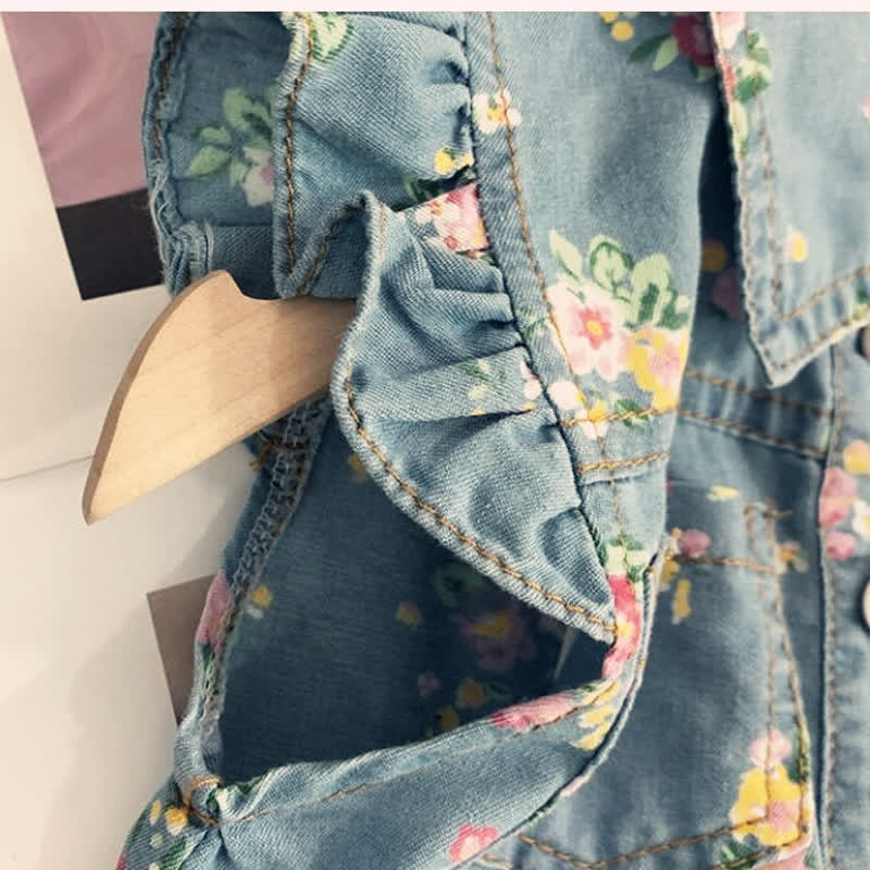 Toddler Girl Denim Floral Sleeveless Set - image 8