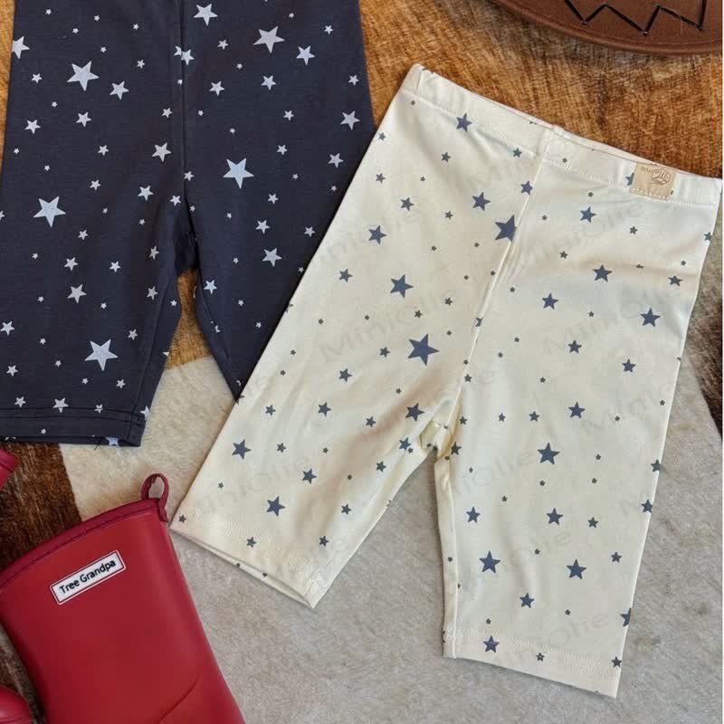 Toddler Girls Cotton Star Print Leggings - Beige - 6-7T - image 3