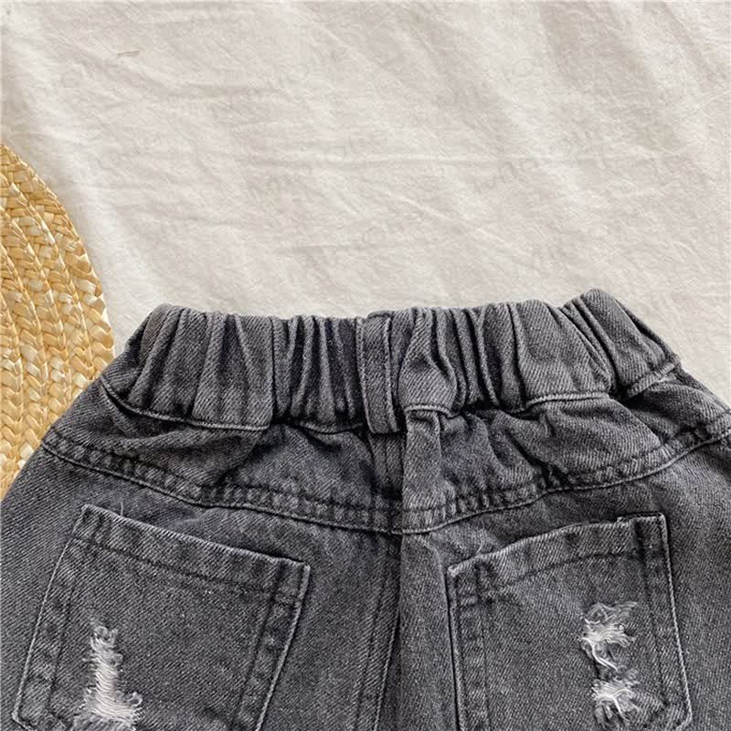 Toddler Kid Girls Washed Denim Solid Color Frayed Hem Shorts - image 5