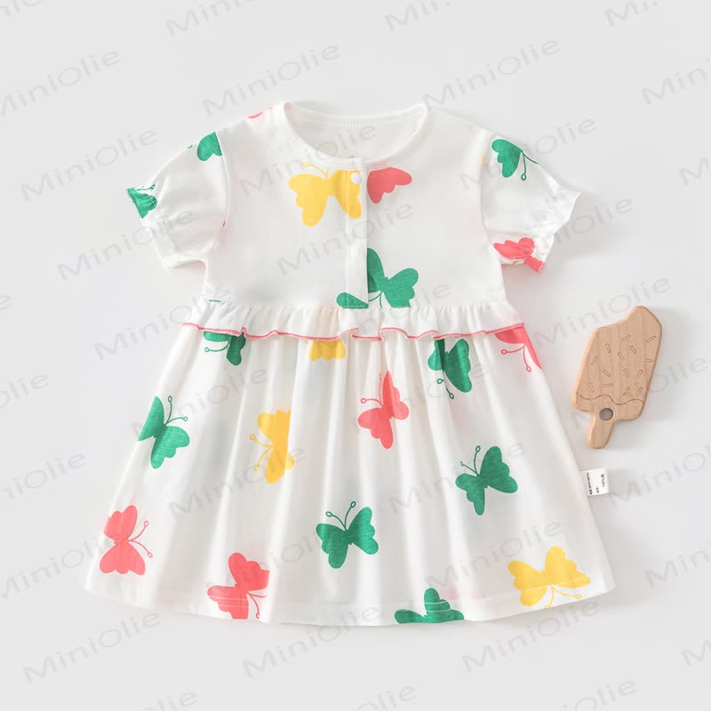Baby Toddler Girl Fruit/Animal Print Short-sleeve Summer Dress - White Butterfly - 4-5T - image 4