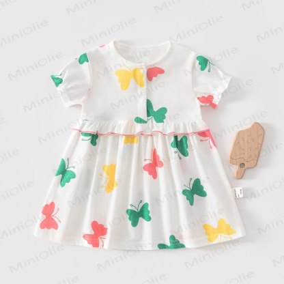 Baby Toddler Girl Fruit/Animal Print Short-sleeve Summer Dress - White Butterfly - 4-5T - image 4