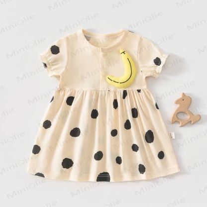 Baby Toddler Girl Fruit/Animal Print Short-sleeve Summer Dress - Yellow Banana - 4-5T - image 5