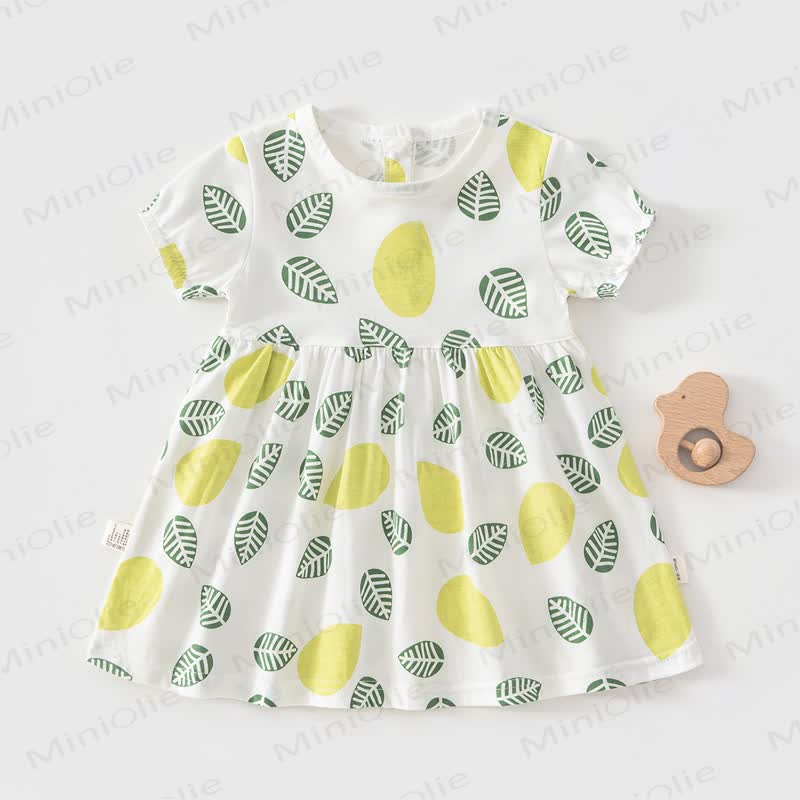 Baby Toddler Girl Fruit/Animal Print Short-sleeve Summer Dress - White Lemon - 4-5T - image 6