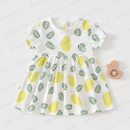 Baby Toddler Girl Fruit/Animal Print Short-sleeve Summer Dress - White Lemon - 4-5T - image 6