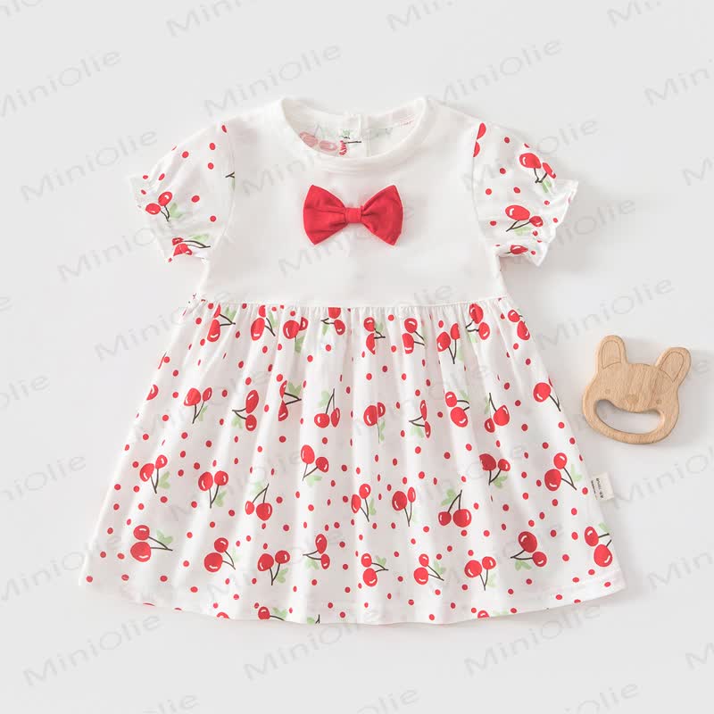 Baby Toddler Girl Fruit/Animal Print Short-sleeve Summer Dress - Red Cherry - 4-5T - image 7