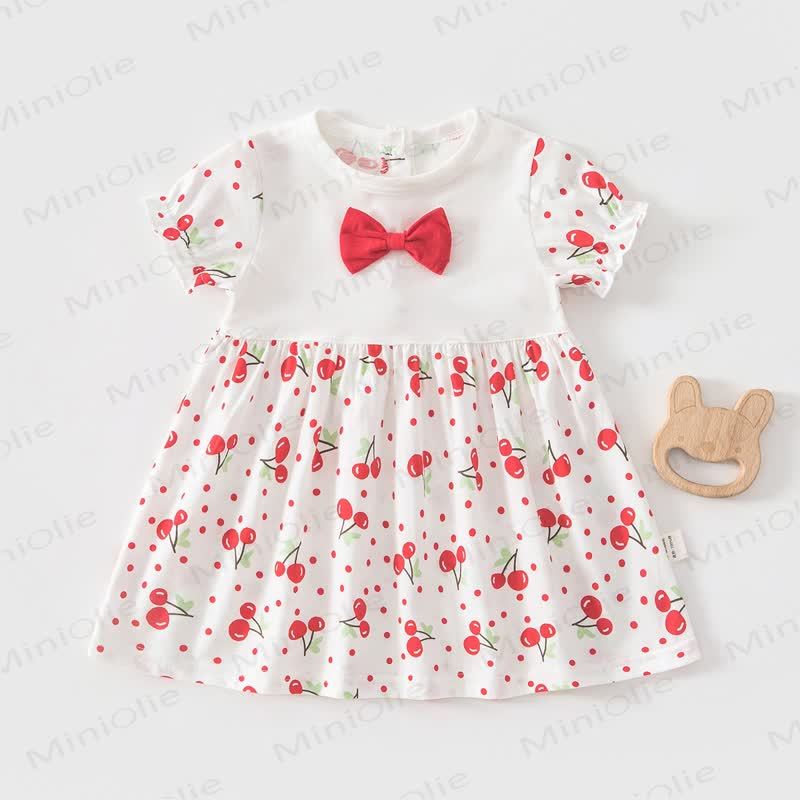 Baby Toddler Girl Fruit/Animal Print Short-sleeve Summer Dress - Red Cherry - 4-5T - image 7