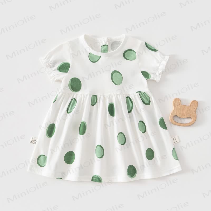 Baby Toddler Girl Fruit/Animal Print Short-sleeve Summer Dress - White Polka Dots - 4-5T - image 14