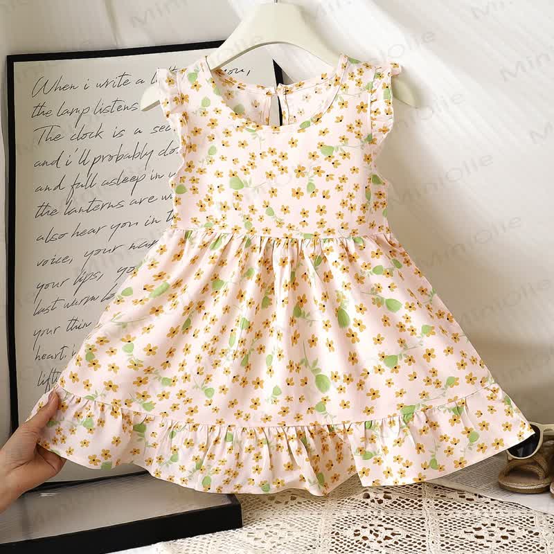 Toddler Girl Floral Print Summer Sleeveless Dress - Orange Floral - 6-7T - image 19