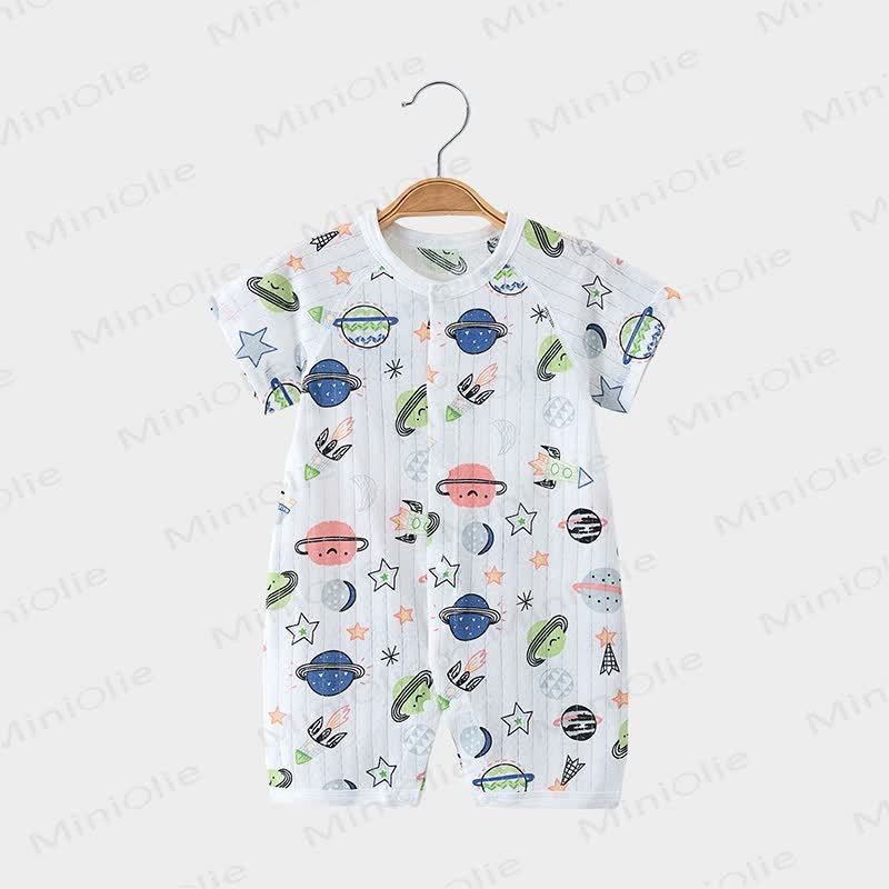 Baby Breathable Cotton White Romper - White Planet - 2-3T - image 4