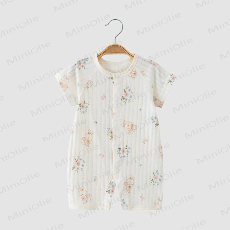 Baby Breathable Cotton White Romper - White Bunny - 2-3T - image 5