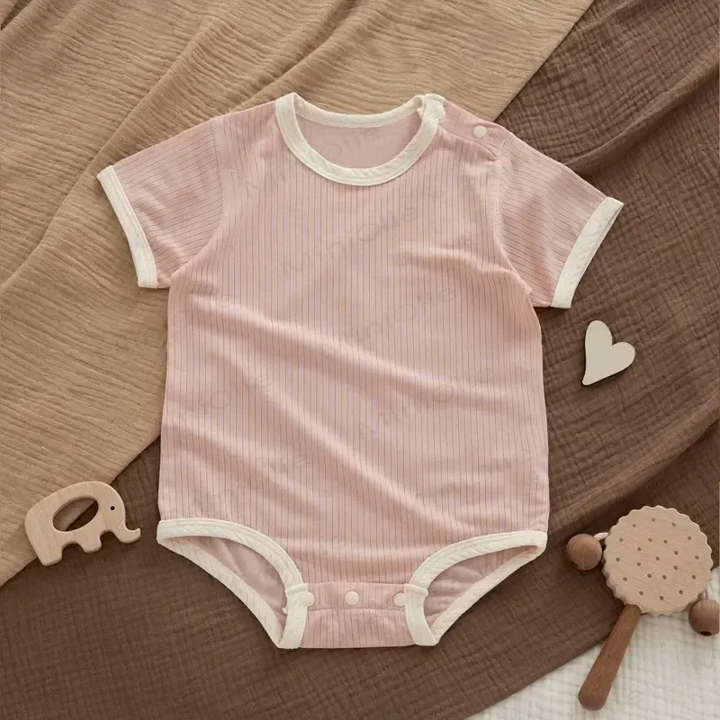 Baby Modal Ribbed Button Animal Romper - Pink - 18-24M - image 7