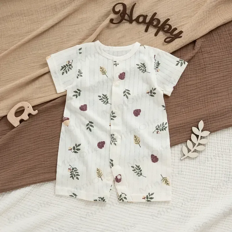 Baby Modal Ribbed Button Animal Romper - White Acorn - 18-24M - image 10