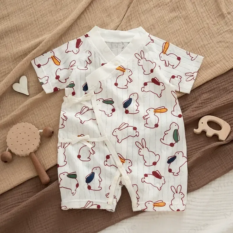 Baby Modal Ribbed Button Animal Romper - White Bunny - 18-24M - image 12