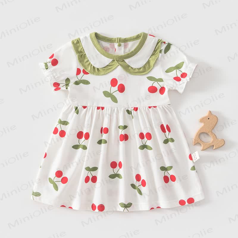 Baby Toddler Girl Fruit/Animal Print Short-sleeve Summer Dress - White Cherry - 4-5T - image 8