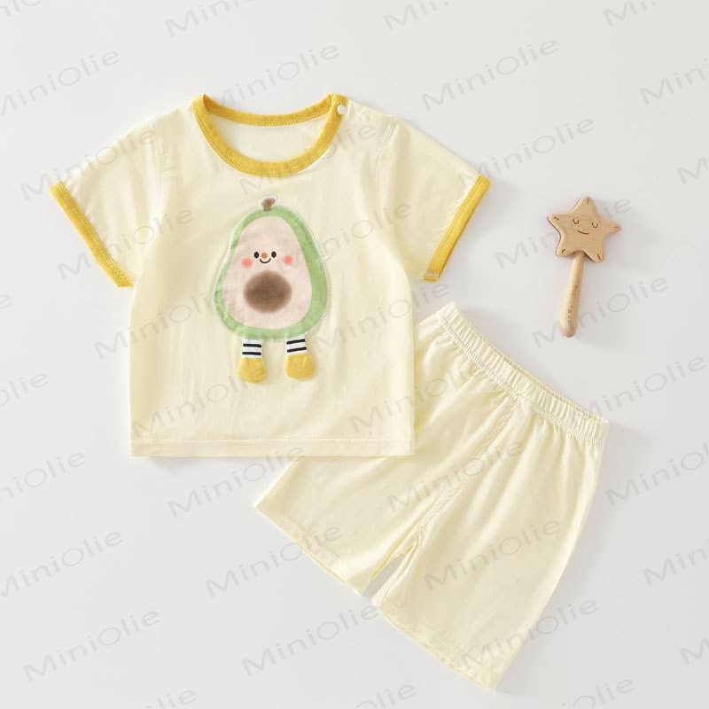 Baby Fruit Print Short Sleeve Set - Yellow - 3-4T - image 4