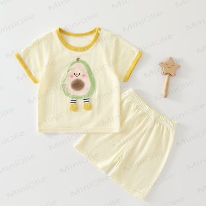 Baby Fruit Print Short Sleeve Set - Yellow - 3-4T - image 4