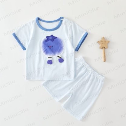 Baby Fruit Print Short Sleeve Set - Blue - 3-4T - image 2