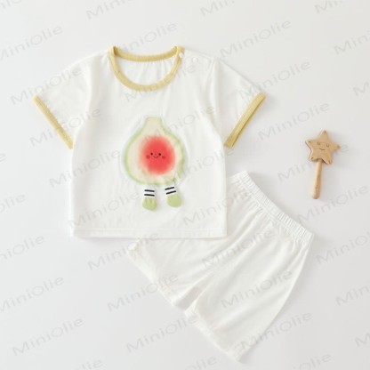 Baby Fruit Print Short Sleeve Set - White - 3-4T - image 5