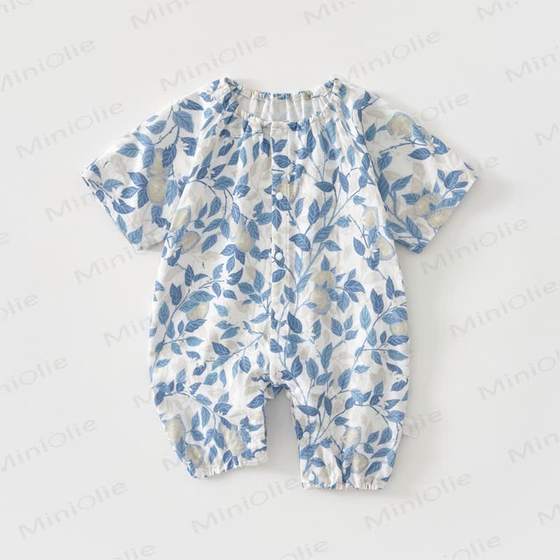 Baby Bamboo Fiber Soft Romper - Blue - 18-24M - image 5