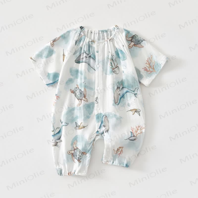 Baby Bamboo Fiber Soft Romper - White Whale - 18-24M - image 7