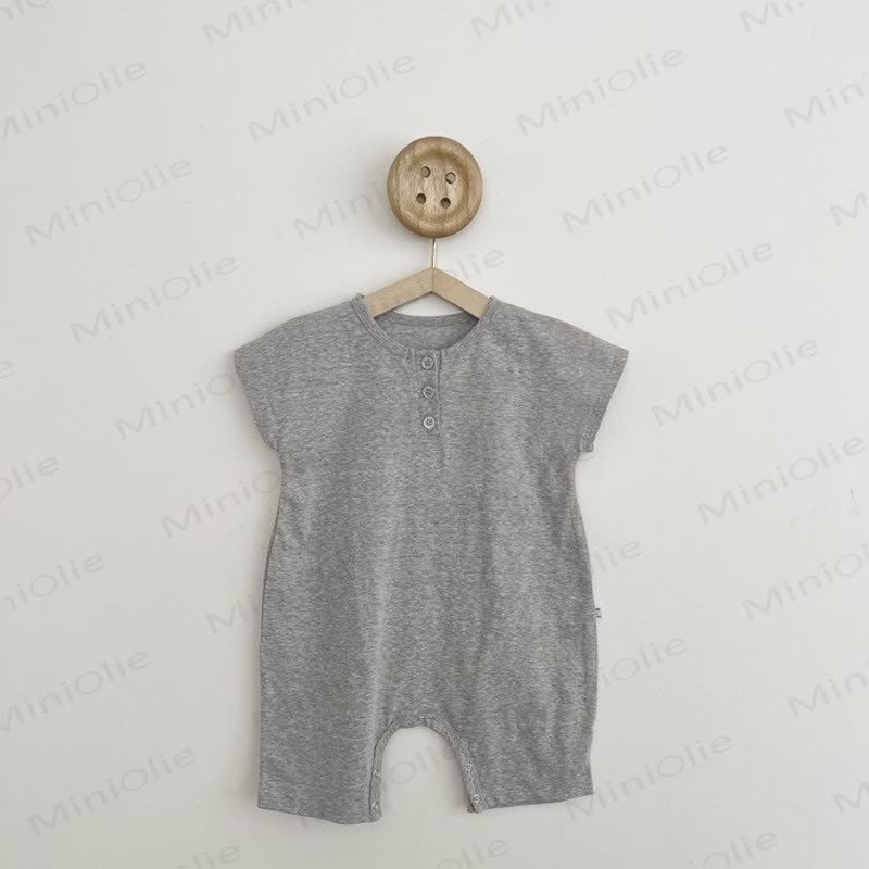 Baby Linen Look Henley Romper - Grey - 18-24M - image 4