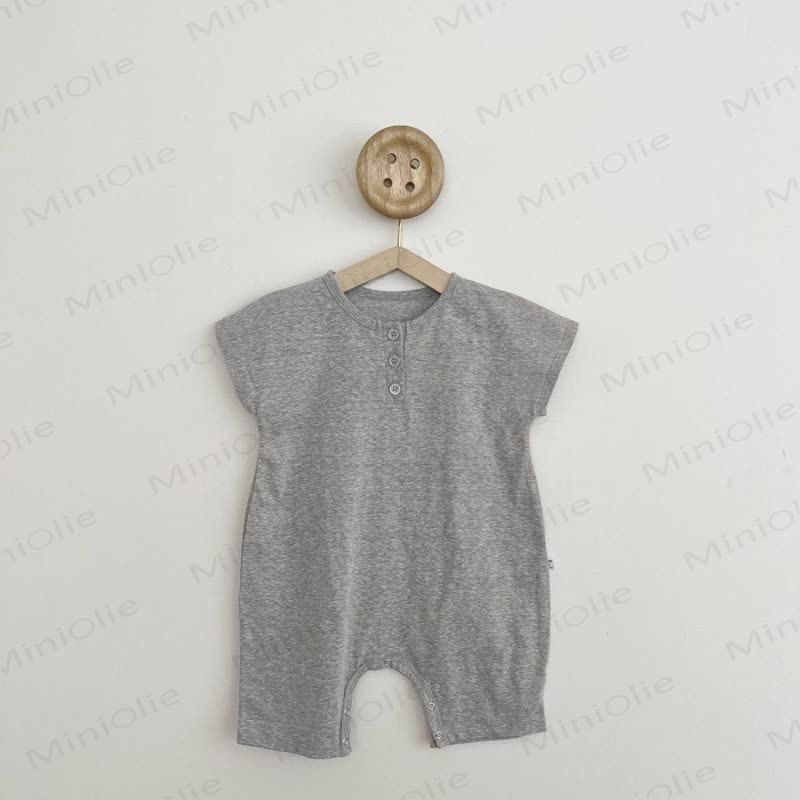 Baby Linen Look Henley Romper - Grey - 18-24M - image 4